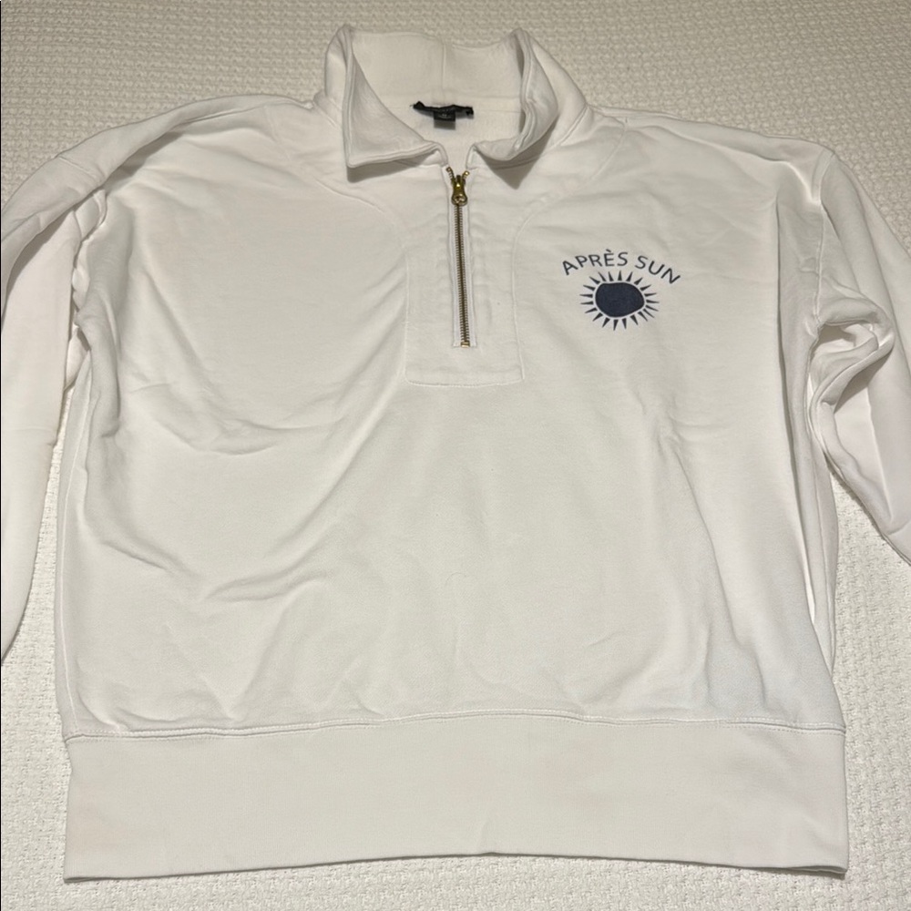 JCrew White Quarter-Zip Sweater